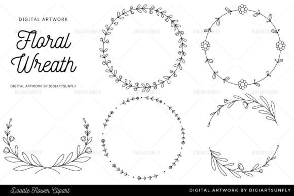 Download Flower Wreath Clipart/Hand Drawn - Lower Collection