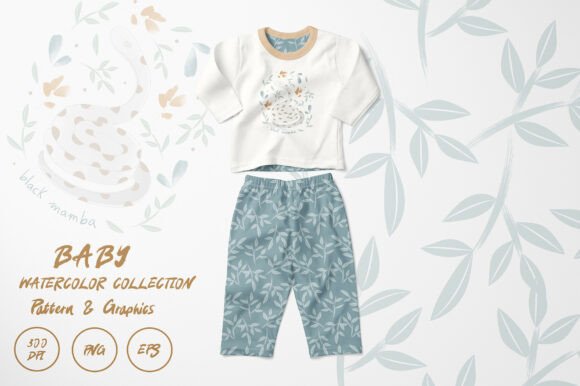 Download Watercolor Serpent &amp; Foliage Design - Design Collection